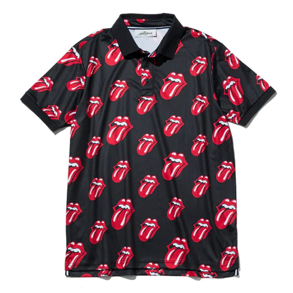 ROLLING STONES ローリングストーンズ (来日 35周年 記念 ) - Red Lick Pattern / Black / ポロシャツ / メンズ - PGS